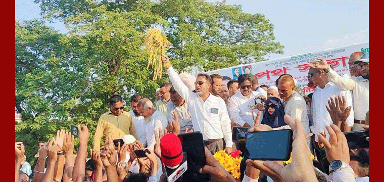 ধর্মপাশায় বিএনপির মনোনীত প্রার্থী আনিসুল হকের পথসভা