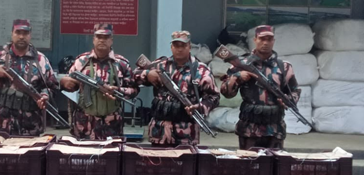 সিলেটে বিজিবির অভিযান : ১ কোটি ১৭ লাখ টাকার চোরাচালানি মালামাল জব্দ