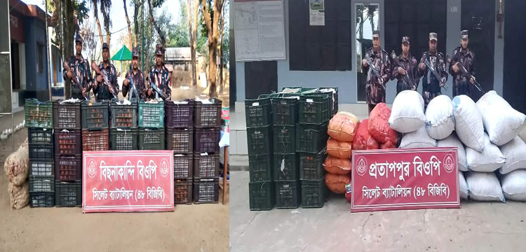 সিলেটের বিভিন্ন সীমান্ত থেকে ২ কোটি টাকার চোরাচালানী মালামাল আটক
