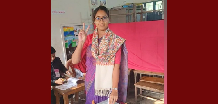 কুলাউড়ায় ভোট দিলেন নারী প্রার্থী সাদিয়া নোশিন তাসনিম